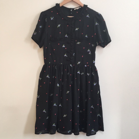 Freeway black floral dress w/ ruffles - size s - Picture 4 of 7